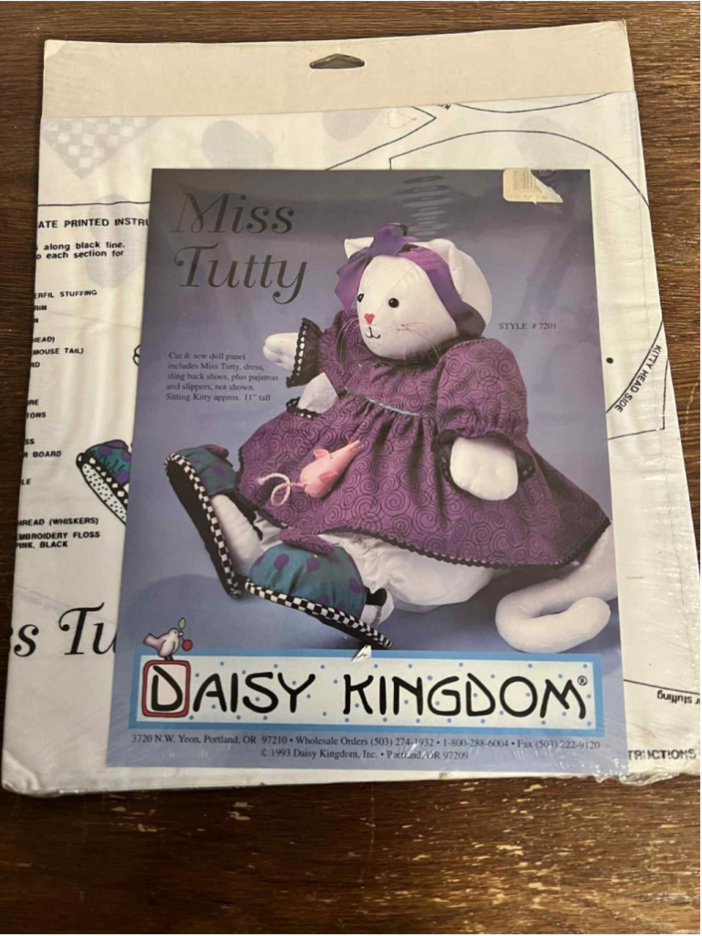 Vintage 1993 Daisy Kingdom Miss Tutty Cut & Sew Doll Fabric Panel Sealed